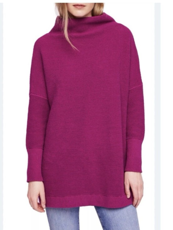 Free People Sweaters - Free People Ottoman Slouchy Tunic Sweater Fuchsia Ribbed Preppy Size Medium